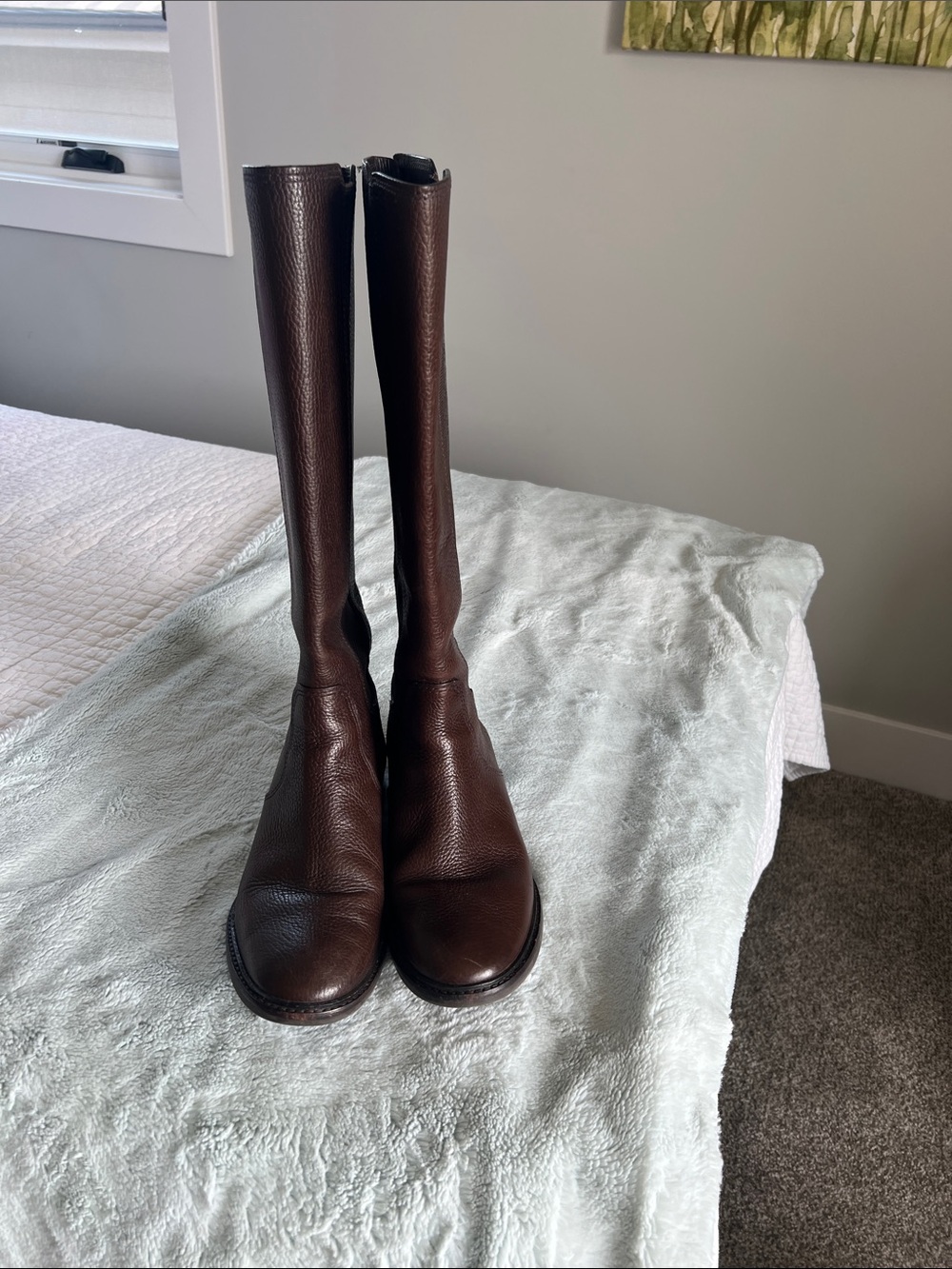 Classic Women's Tall Leather Riding Boots in Dark Brown. Tory Burch